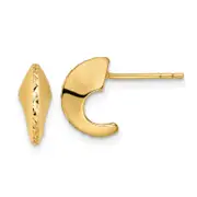 14K Yellow Gold Polished Diamond-Cut Knife Edge J-Hoop Post Earrings