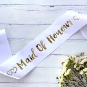 White Maid of Honour with Hearts Sash - Gold Foil Print