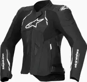 Alpinestars Stella Dusk Ladies Motorcycle Leather Jacket, black-white, Size 52 for Women Black White