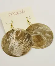 Vintage 1980s Runway Marbled Pearlized Shell Earrings 2.5 in