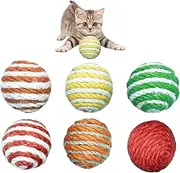 Qusmeiyici 6Pcs Cat Sisal Balls Toy Set - Sisal Rattle Balls with Woven Wool for Indoor Cats (Random Color)