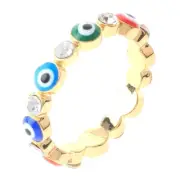 Gold Tone Gold Plated Ring With Evil Eye & Clear Rhinestone RG1000-MT8