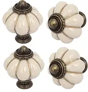 Ceramic Knob,Cabinet,Furniture Pull Handles,Door Pull,Drawer Pull Handle,Home Office Furniture Ceramic Pumpkin Shape Pull Handle Knob Milky White 4pcs