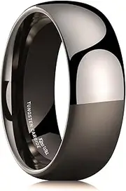 [King Will] Basic Men's 2mm 4mm 6mm 8mm High Polished Comfort Fit Domed Tungsten Carbide Ring Silver Black Wedding Band