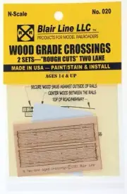 Blair Line N Laser-Cut Two-Lane "Rough Cut" Wood Grade Crossing (2) ~ 020