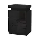 Bedside Table LED 3 Drawers COLEY Black Artiss