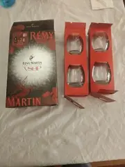 4 Remy Martin Champagne Cognac Weighted Base Etched Stemless Snifter Glasses