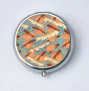 Art Nouveau Flying Fish Waves Pill case pillbox pill holder design Pattern