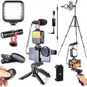 YouTube Starter Kit,Vlogging Kit for iPhone Android Phone,Content Creator Kit for Blogger Vlogging Camera Kit with MicrophoneLED lightCPL lensRemote Control