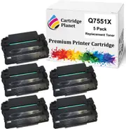 5 Pack Compatible Toner Cartridge Replacement for HP Q7551X 51X (13,000 Pages) for HP Laserjet M3027 MFP M3027x MFP M3035 MFP M3035xs MFP P3005 P3005d P3005dn P3005n P3005x