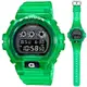 【CASIO 卡西歐】G-SHOCK 復古懷舊 半透明繽紛三眼數位電子錶-綠(DW-6900JT-3 防水200米)