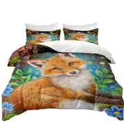 Wild Animal Art Paintings Fox in the Forest Quilt Cover