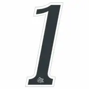Mongoose plate number #1 decal - White Outline - Old school bmx