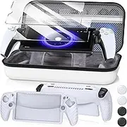 10 in 1 Accessories Set Compatible with PlayStation Portal, EVA Carrying Case for PS5 Portal, Soft Silicone Protective Cover, 2Pack HD Screen Protectors, 4 Thumb Grip, 2 Cleaning Kit, PS Portal