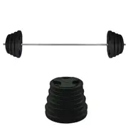 148kg Rubber Coated Ez Grip Cast Iron Weight Plate +198cm Barbell Bar Weight Set