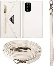 Wallet Case for iPhone 7 / iPhone 8, Matte Leather Wallet Phone Case with Zipper Detachable Wrist Strap and Shoulder Strap