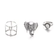 5SETS Vintage Finger Ring Set Gemstone Cute Elephant Silver Knuckle Rings Ethnis Jewelry for Women