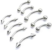[ShigKeu] 10Pcs Body Piercing Jewellery, Vertical Labret Lip Bars & Eyebrow Piercing Jewellery 16G Stainless Steel 6mm 8mm 10mm, One Size, Stainless Steel, /