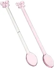 JECOMPRIS 2pcs Glass Stirring Spoons: Cute Bowknot Coffee Stirrers Kitchen Utensils for Cooking Baking and Serving