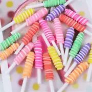 10pcs Polymer Clay Cabochons Striped Spiral Lollipop Shaped Jewelry Slime Charms