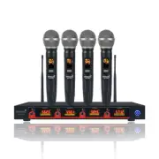 4CH UHF Handheld Wireless Microphone System 4 Channel Frequency Stage Microphone