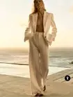 ZARA 2 PIECES ZW COLLECTION LINEN BLAZER AND STRAIGHT LINEN PANTS SIZE XL