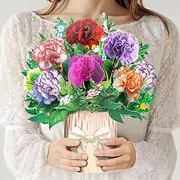 Carnation Paper Flower Pop Up Cards, Mother's Day Pop Up Flower Card, Teacher's Day Card, with Note Card and Envelope, Get Well Cards, Happy Holiday Card for Mom, Teacher, Friends.