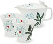 J-Kitchens Isayama Kiln Teapot Set, L, Hasami Yaki, Made in Japan (Teapot Pair Teacup, Tea Set) 12.8 fl oz (385 ml), 6.1 fl oz (180 ml), for 2 to 3 People, Dahlia Premium