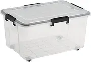 Seymours 30L Super Seal Storage Box with Wheels – Stackable Container with Sealed Lid for Secure, Dustproof, Waterproof Storage of Clothes, Tools, Toys, Documents, Seasonal Items, and More