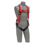 Safety Harness Full Body Vest XL 310 lb Red Back D Ring Tongue Leg Straps OSHA