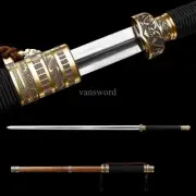 Chinese Jian 剑 Folded Steel Brass Tsuba Real Sword Rosewood Sheath for Display.