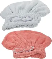 FRCOLOR 2pcs Dry Hair Caps for Women Quick-Dry Bathing Towels Cute Cartoon Design Ultra-Absorbent Hair Drying Hats
