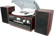 Classic Design Wood Turntable with Bluetooth, CD Player & Easy Music Recording