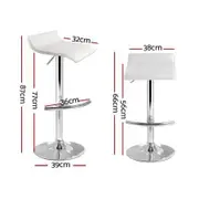 Artiss 2x Bar Stools Adjustable Gas Lift Chairs White
