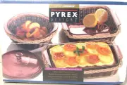 Pyrex Crown Corning Cranberry 7 Piece Bakeware Set Sealed in Box - Vintage NOS