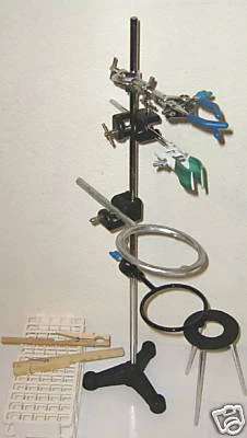 Lab Stand Set Rack Clamp Physics Chemistry Biology 24" Flask Tube Funnel New