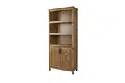Maestro Furniture Hyland 5-Tier Tall Bookcase Display Shelves W/ 2-Doors Rustic Brown