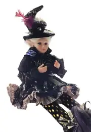 Nicole Miller Home Elf Doll Halloween / Autumn/ Fall 18" Black & Gold New w/ Tag