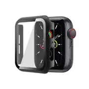 ZUSLAB Apple Watch Series 6 5 4 SE 40mm JX Hard PC Case with Tempered Glass Screen Protector - Black