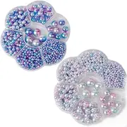 [Loopunk] 2 Boxes Mermaid Pearl Beads Set, 2300 PCS Loose Pearls Round for Jewelry Making, Necklace, Craft, Bracelets.7 Size:3mm,4mm,5mm,6mm,8mm,10mm,12mm.