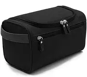 [Ondaring] Toiletry Bag, Men's Hanging Toiletry Bag Large Waterproof with Mesh and Zip Compartment, Travel Toiletry Makeup Organizer Wash Bag Bathroom Bag for Men and Women, Black