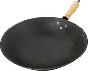 Hoement Household Wok Pan Traditional Hand Hammered Bottom Frying Pot for Deep Frying Grilling and Cooking Gas Induction and Electric Stoves