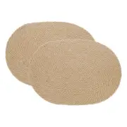 Jute Placemats, 2 Pack 16" x 12" Oval Woven Placemats