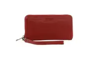 Pierre Cardin Womens Leather Zip Around Wallet w/ Wristlet in Red