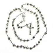 925 STERLING SILVER ITALIAN ROSARY 7mm 30"