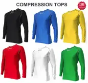 Compression Wear Top Shirt Gym Skins Long Sleeve Blue Yellow Green White Black
