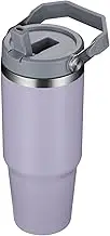 30 oz Stainless Steel Vacuum Insulated Tumbler Cup Water Bottle with Straw Leak Resistant Flip for Water, Tea, Coffee, Smoothies, Beer, Juice (Light Purple)