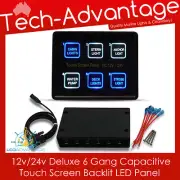 12V/24V 6 GANG LED TOUCH CONTROL AUTO CIRCUIT BREAKER BOAT/CARAVAN SWITCH PANEL