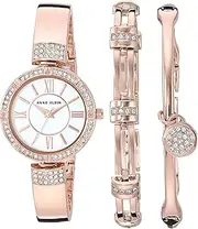 [Anne Klein] Women's Premium Crystal Accented Watch and Bracelet Set