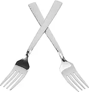 Veemoon 2pcs Hammered Surface Stainless Steel Dinner Forks Long Handle Vintage Cutlery for Appetizers Salads Desserts Heavy Duty Metal Silverware for Home Restaurant and Outdoor Use